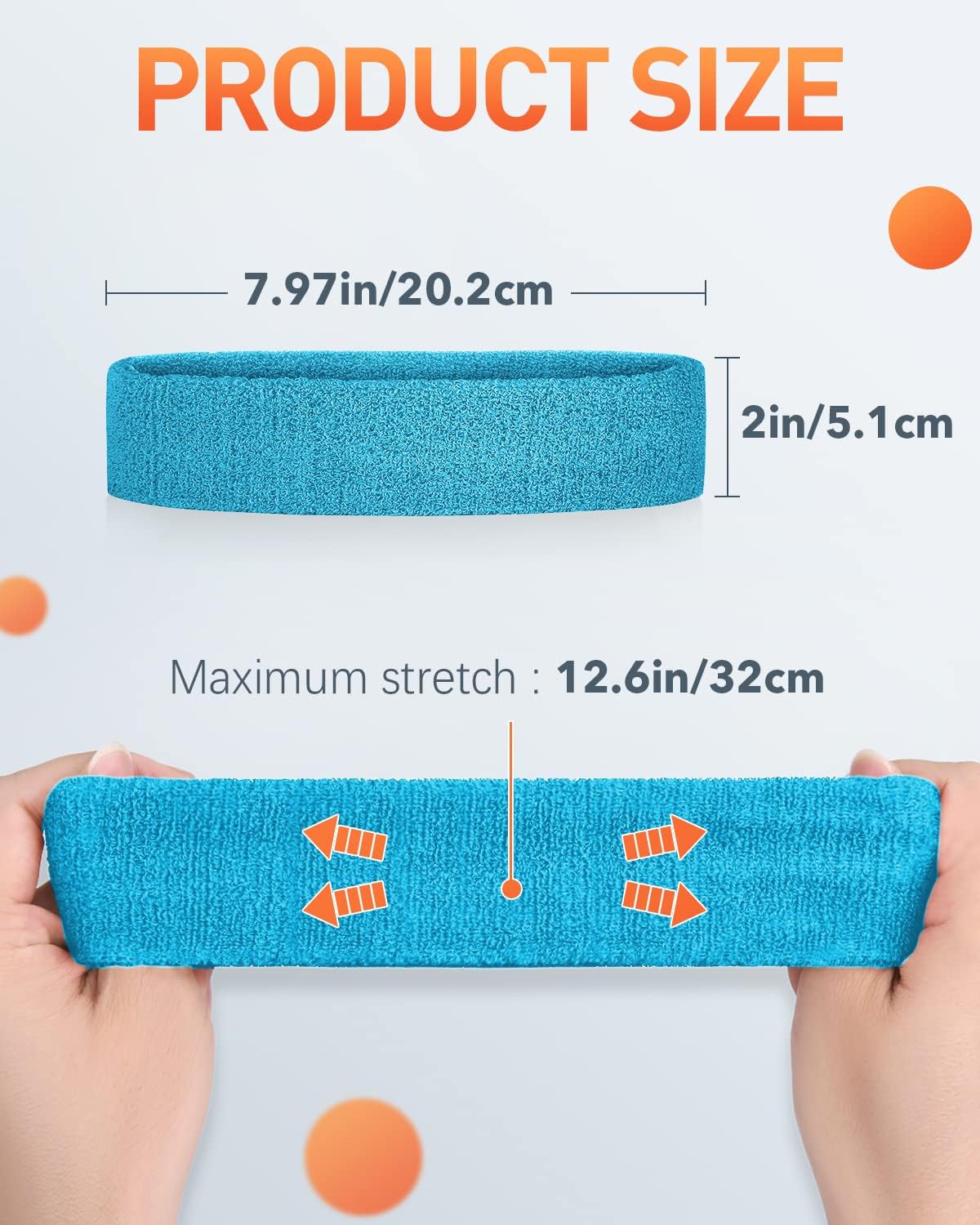 Tanluhu Sweatbands Sport Headbands for Working Out, Execise, Tennis, Basketball, Running - Terry Cloth Athletic Sweat Cotton Headband Outdoor for Men & Women