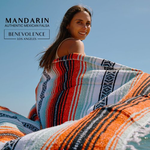 Benevolence LA Authentic Handwoven Mexican Blanket | Yoga Blankets, Outdoor, Picnic, Beach, Camping | Equestrian Saddle | Serape 50x70 inches