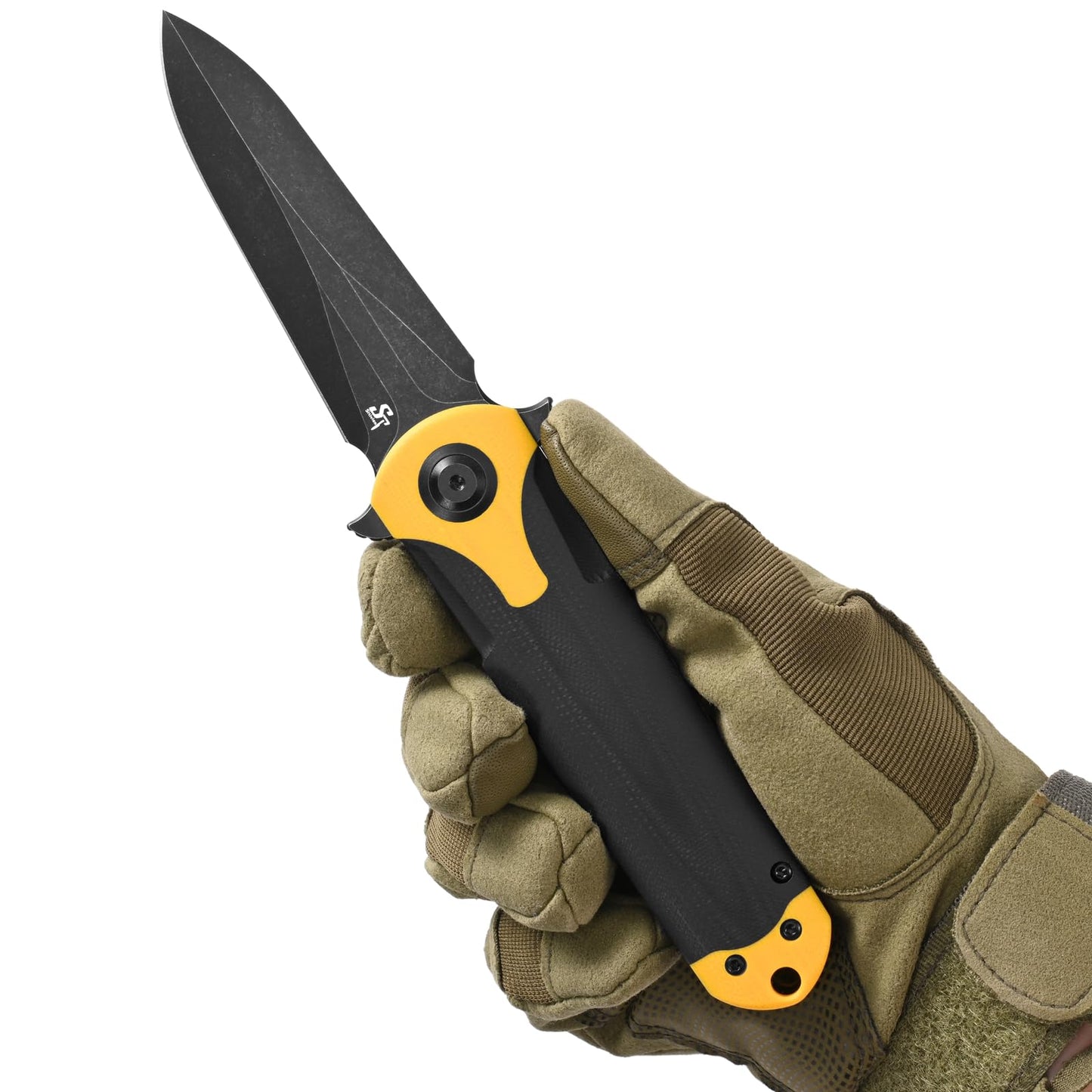 Sitivien ST158 Folding Pocket Knife,Titanium Plating Black Stonewashed DC53 Steel Blade with G10 Handle Chinese Zodiac Series EDC Tool Knife for Outdoor Camping,Hiking,Hunting,Fishing(Black+Yellow) …