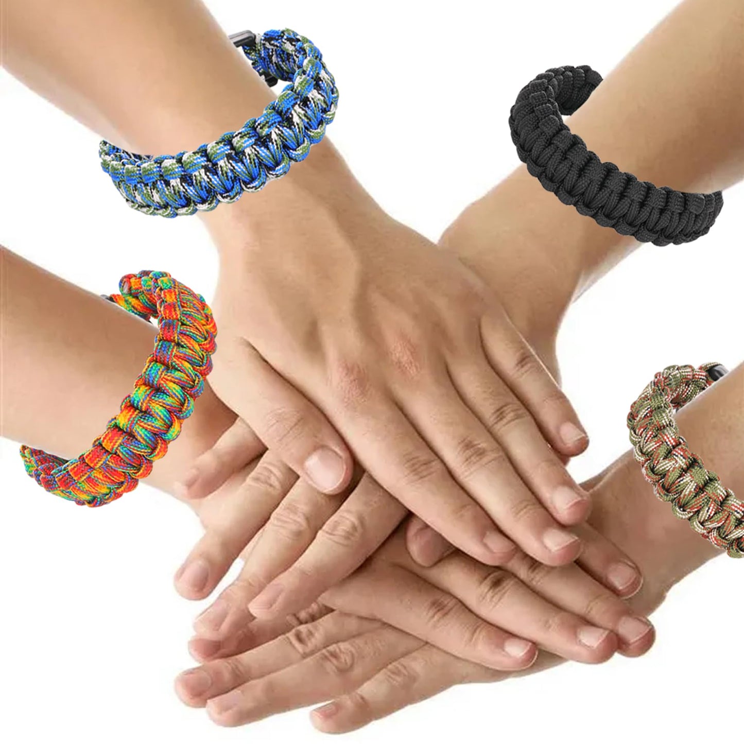 JGUF 15 PCS Paracord Bracelets for Men (No Whistle Style)