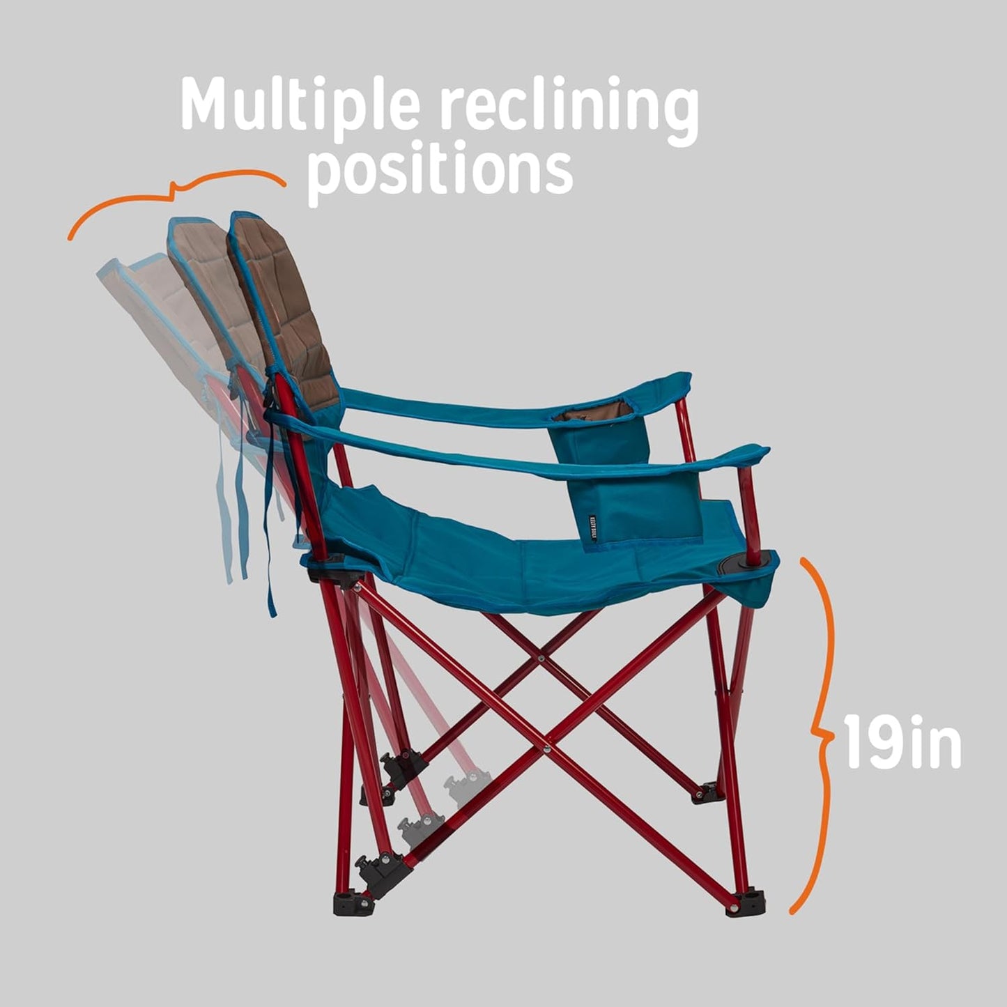 Kelty Deluxe Lounge Chair – Folding Outdoor Camp Chair, Insulated Cupholders, Customized Recline, Steel Frame, Padded Roll Storage, 2024 (Deep Lake)
