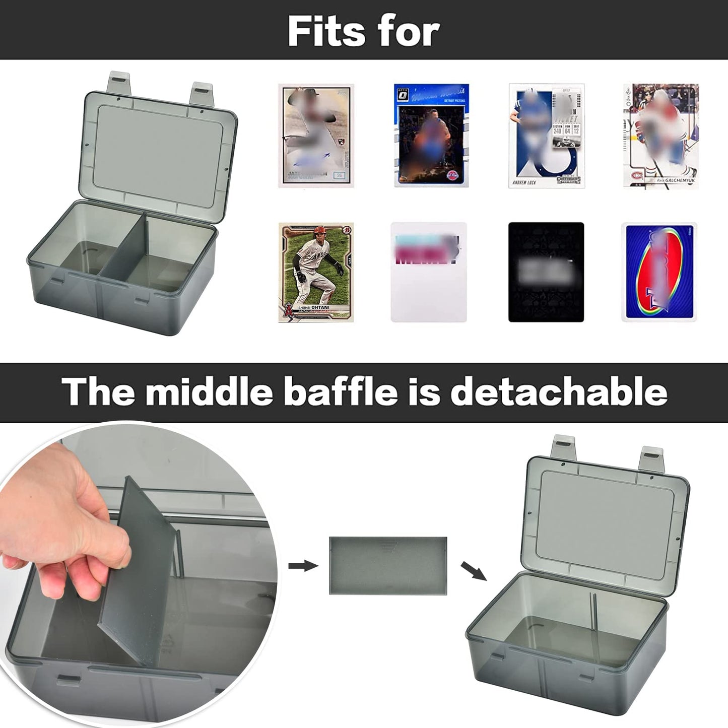 ALCYON 1600+ Baseball Card Storage Box, Sports Cards Holder Organizer Hard Plastic Display Case Compatible with Baseball/Football/for MTG/for PM for Collector (Bag Only)-Grey