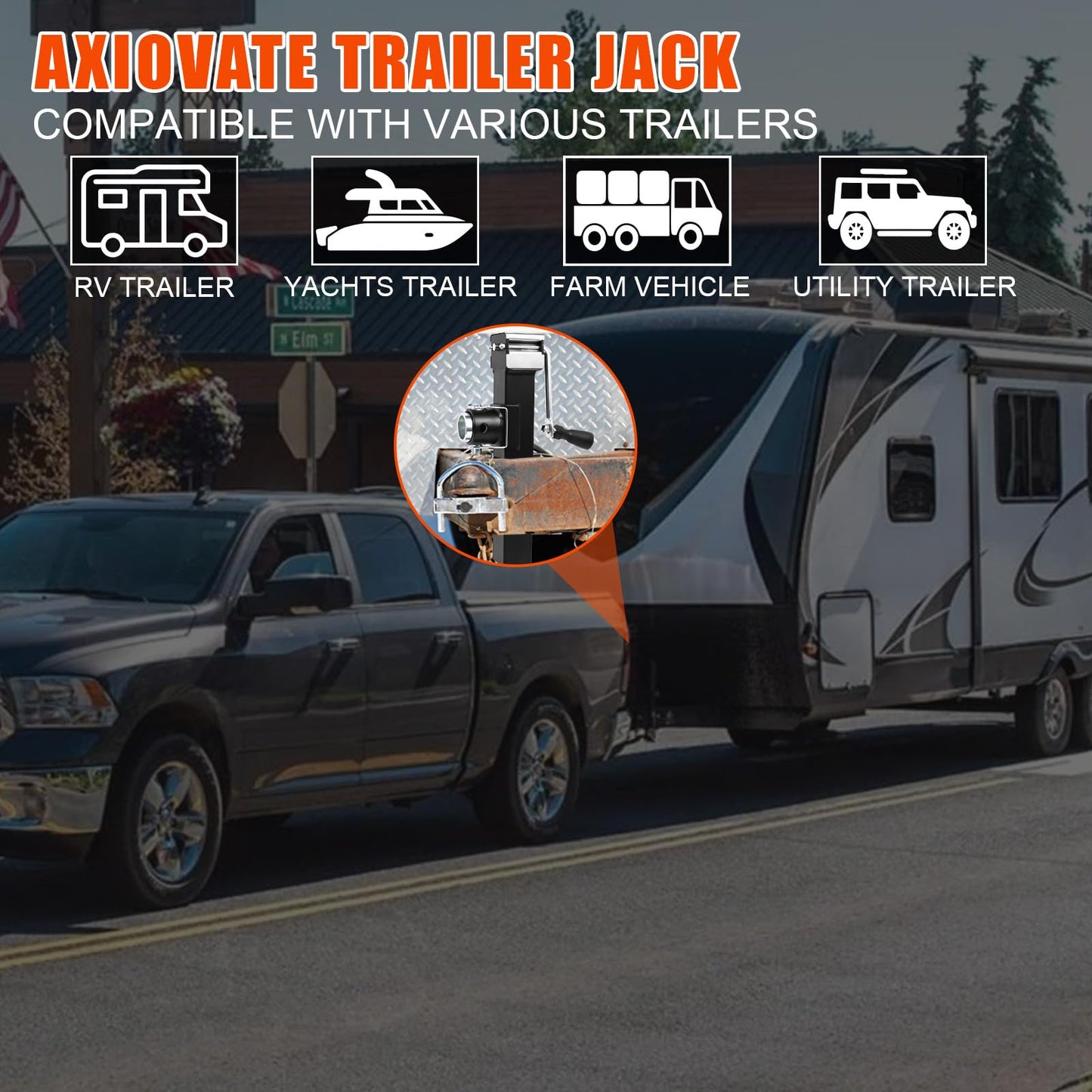 Axiovate 5000 lb Trailer Jack, 10" Drop Leg