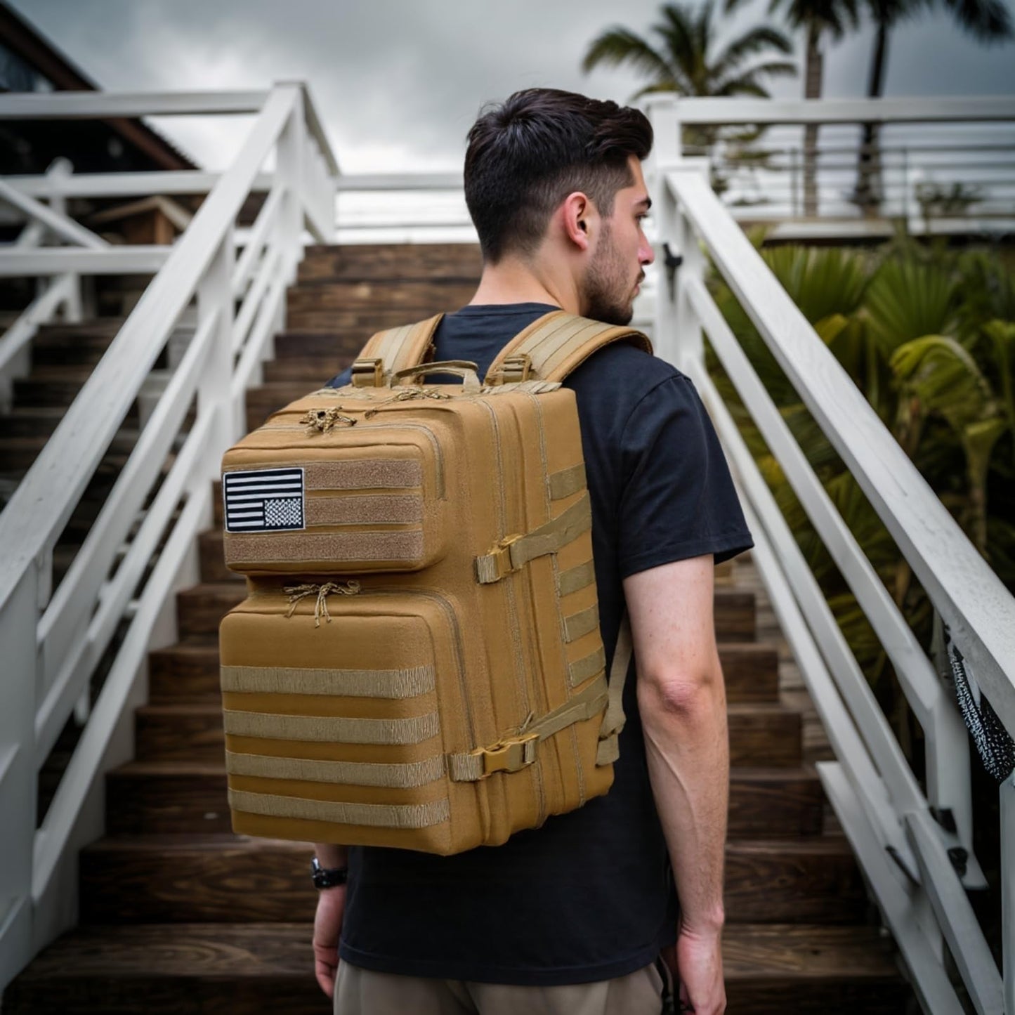 Fortune Edge Military Tactical Backpack for Men and Women Molle 45L Large Army 3 Days Assault Pack Bug Out Bag Water Resistant and Heavy Duty Hiking Camping Treeking Rucksack -Tan