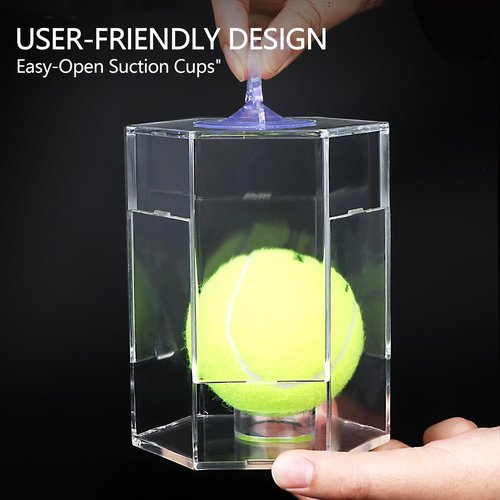 ELEGANTLIFE Baseball Display Case UV Protected Acrylic Clear Hexagon Baseball Holder for Tennis Balls,Coins,Memorabilia,with 1 Ball and 2-Coin Racks for Official Size Ball (Hexagon 1 Pack)