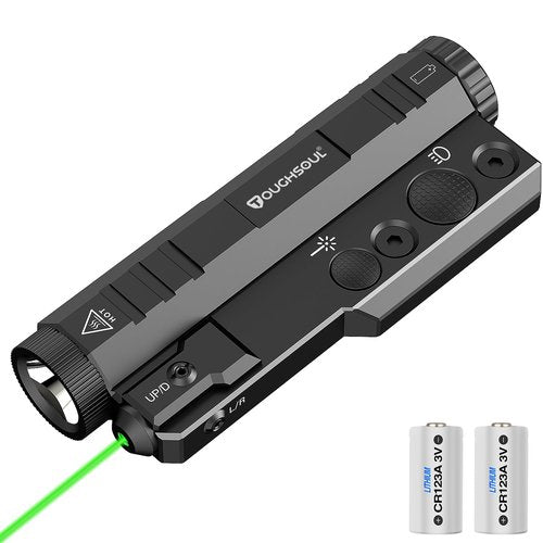 TOUGHSOUL Mlok Flashlight Laser Sight Combo, 1450 Lumen Max Light with Green Laser, Momentary Strobe Function Replaceable Battery Included