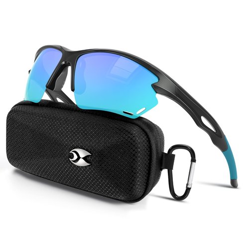 Occhsouo Sports Polarized Sunglasses for Men: UV400 Protection Sun Glasses Wrap Around Goggles for Running Driving