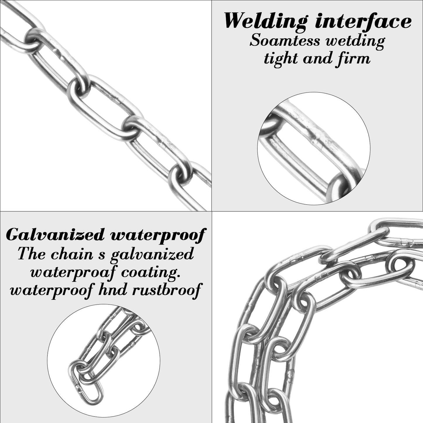 2pcs Bike Chain Lock, Security Chain Lock, Premium Case-Hardened Safety Chain Bicycle Chain Lock for Bike Motorcycle Generator Gate Outdoor Furniture, Cannot Be Cut with Bolt Cutters & Hand Tool