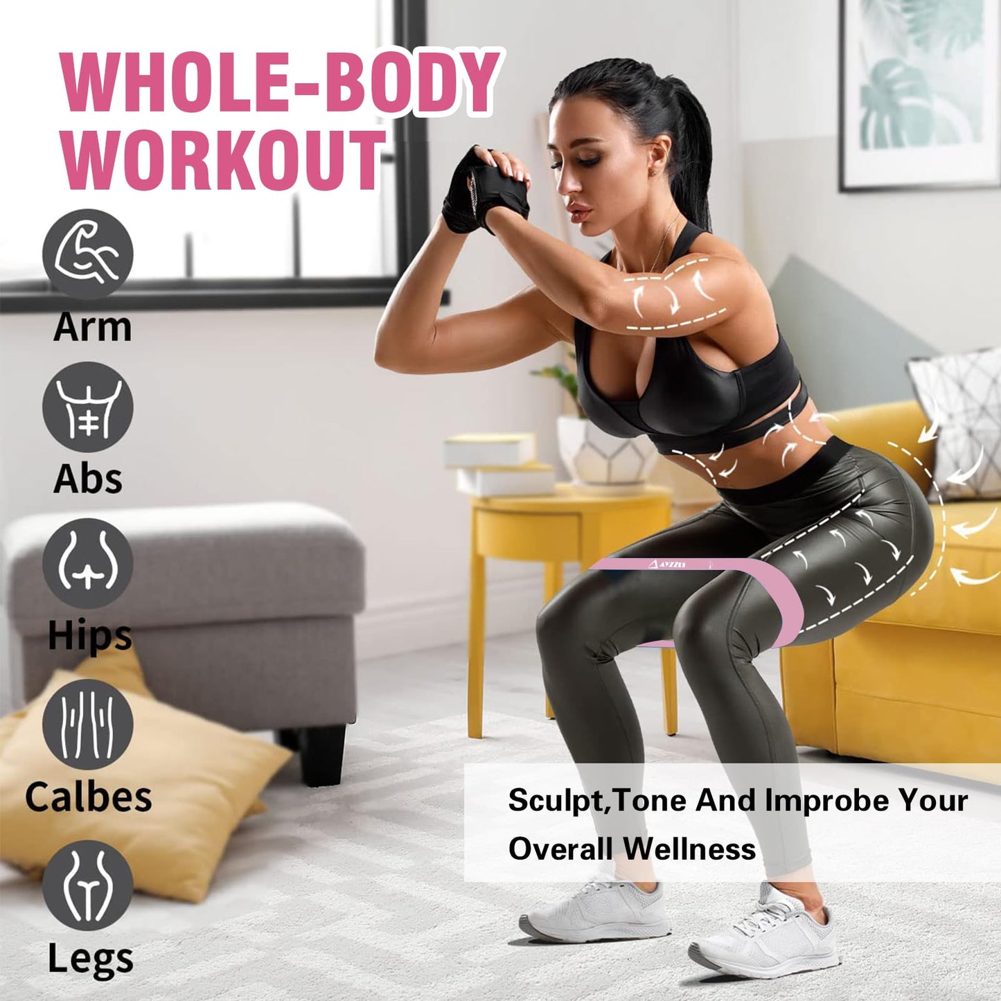 Resistance Bands for Working Out Women, Set of 5 Loop Bands for Exercise and for Workout with Free Carry Bag