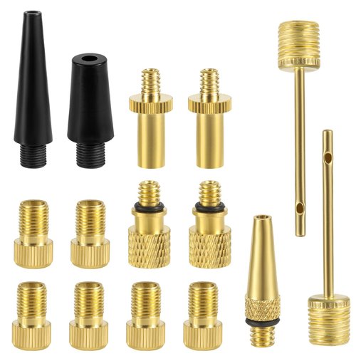 NQEUEPN 15pcs Bike Valve Adapter, Brass Bike Tire Valve Adapter Air Pump Needles Accessories Tool for Bicycle Gym Balloon Swimming Ring Basketball