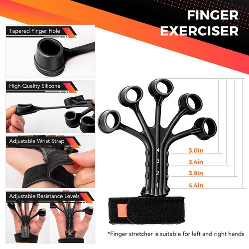 Grip Strength Trainer Kit (5 Pack) with Hand Grip Strengthener Electronic Counting, Forearm Strengthener, Finger Exerciser, Stress Relief Ball, and Forearm Workout Ring for Hand Therapy Forearm Strength Training