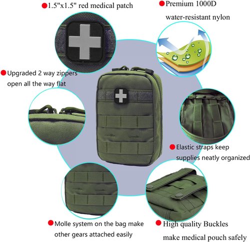 Carlebben EMT Pouch MOLLE Ifak Pouch Tactical MOLLE Medical First Aid Kit Utility Pouch