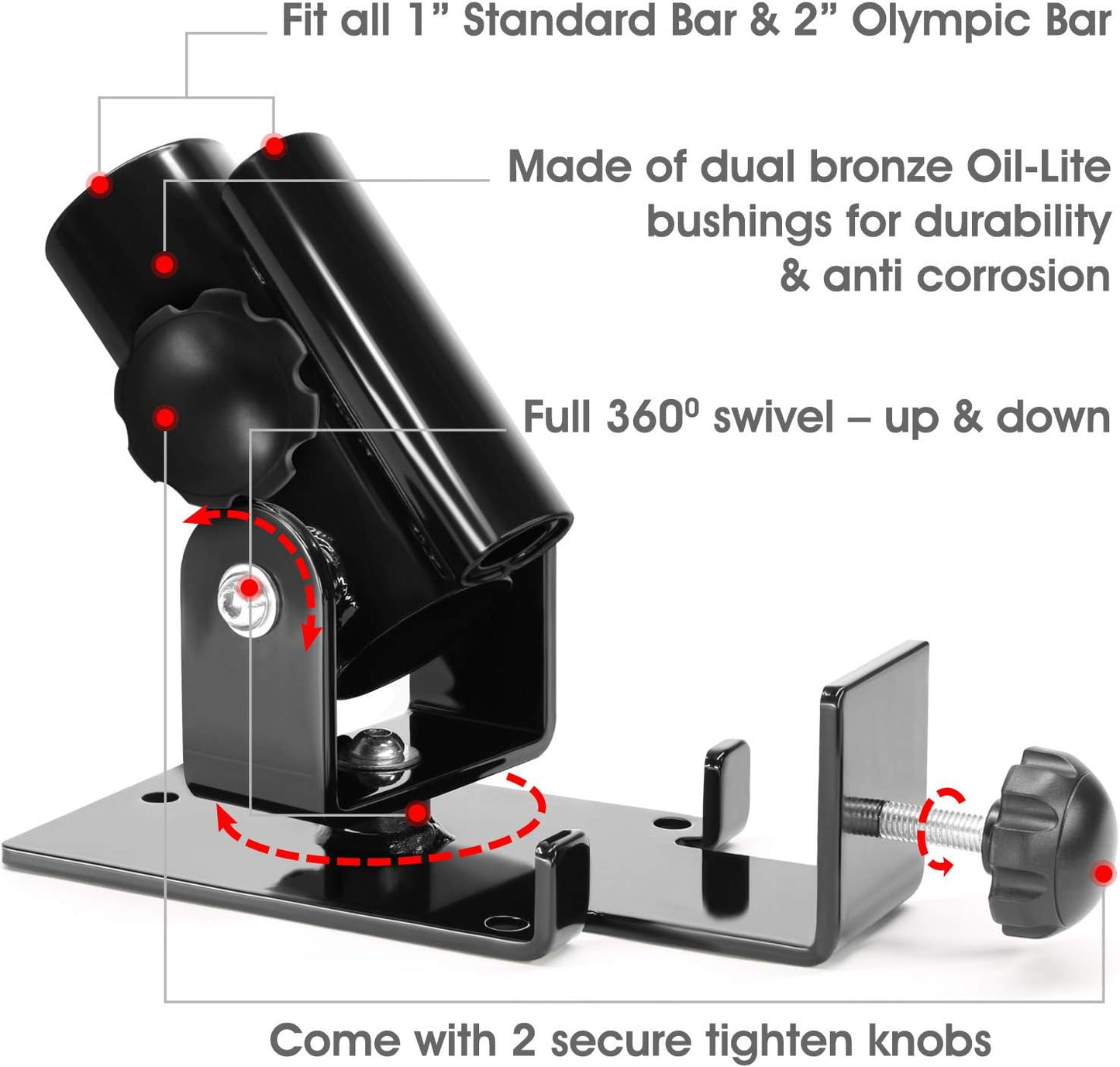 Yes4All Deluxe T-Bar Row Platform – Full 360° Swivel & Easy to Install – Fits 1” Standard and 2” Olympic Bars (8. Black - T-Bar Row Platform + Lock Jaw 1inch & 2inch)