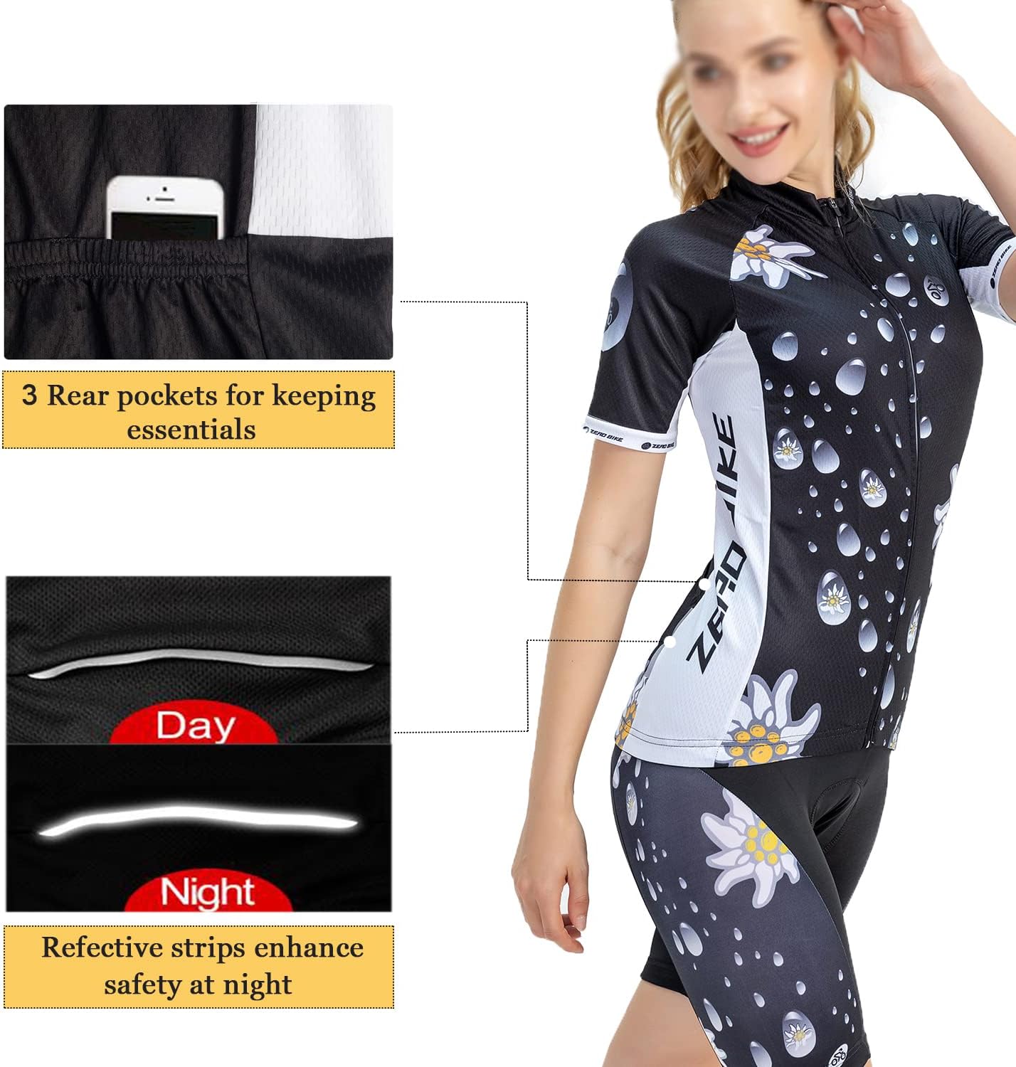 ZEROBIKE® Women's Short Sleeve Cycling Jersey Jacket Cycling Shirt Quick Dry Breathable Mountain Clothing Bike Top