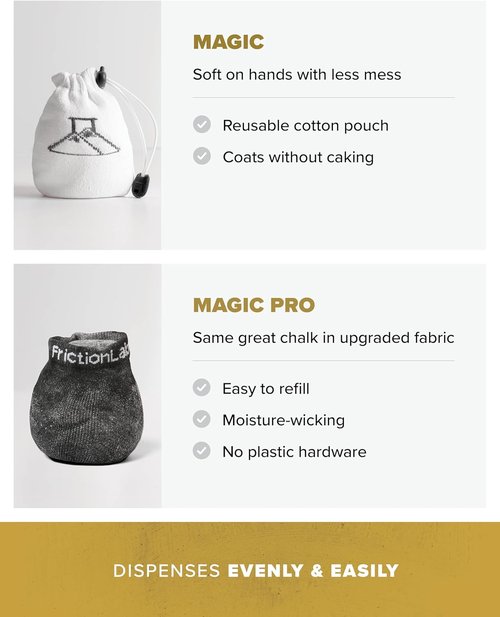 Friction Labs Gym Chalk – Magic Ball, PRO Ball (Chalk Bag Sock) or Discs | Non-Toxic Climbing Chalk for Bouldering, Gymnastics & More