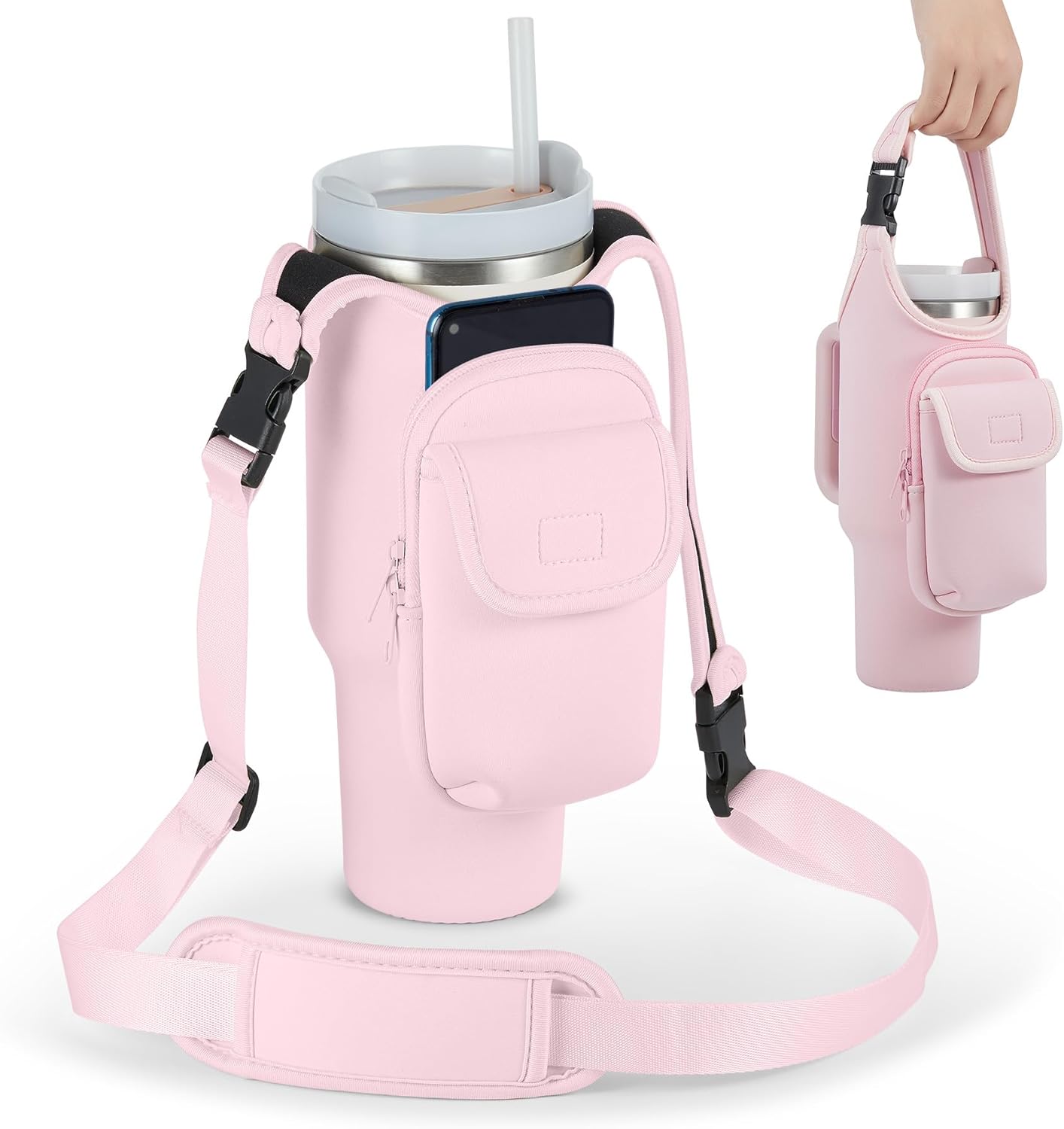 Insulated Neoprene Carrier Bag for Stanley 40/30oz Tumbler | Phone & Flap Pockets