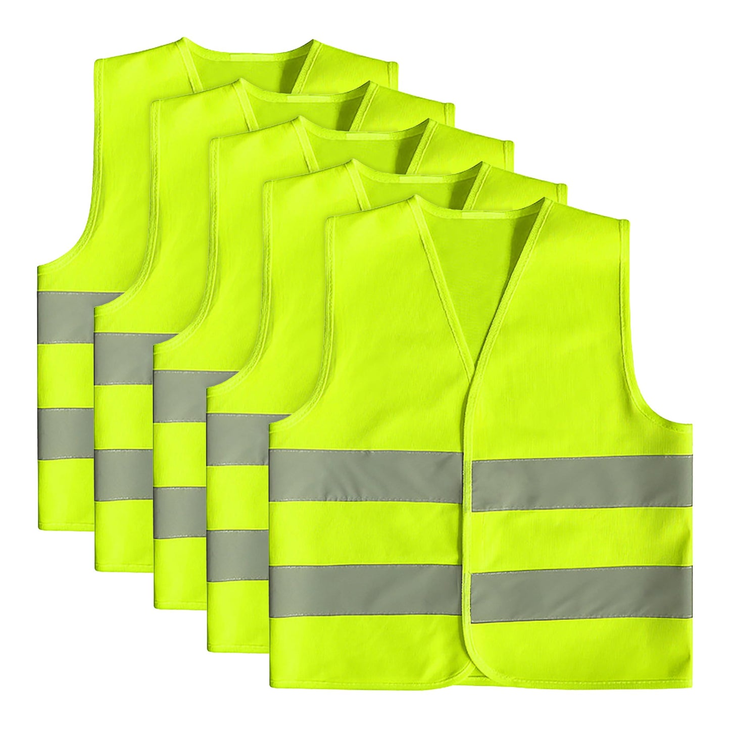 GOOFIT High-Visibility Children's Safety Vest Yellow Reflective Vest Breathable Universal Size Protective Vest for Boys and Girls Pack of 5