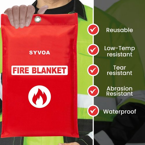 Supreme Quality Reusable Fire Blanket (2-Pack 40"x40") - Emergency Heat Blanket - Fire blankets emergency for home and kitchen - 100% Fiber Glass