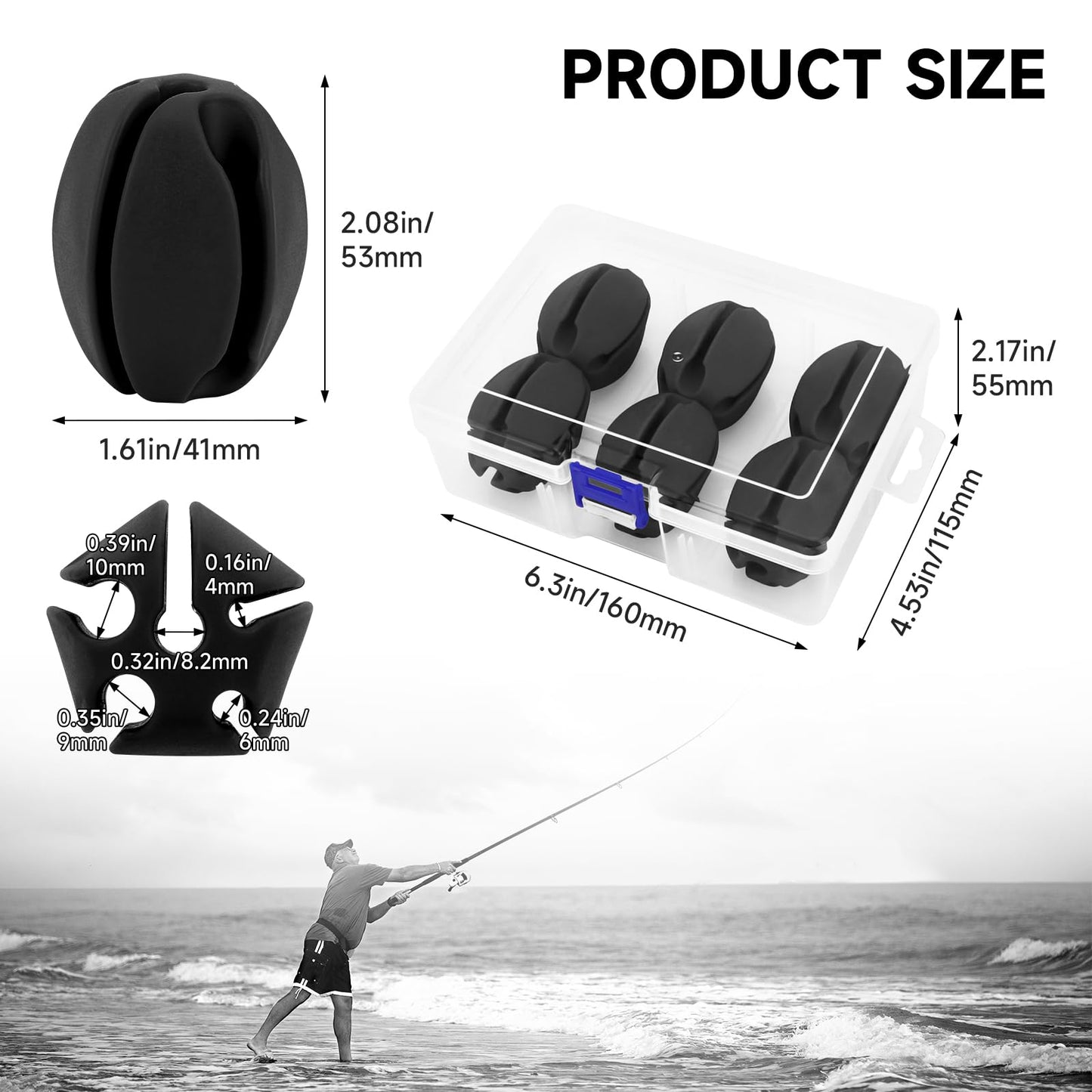 SAN LIKE Fishing Rod Racks 6PCS Portable Rod Puller Protector, Nice Fishing Gifts for Men Women, Black
