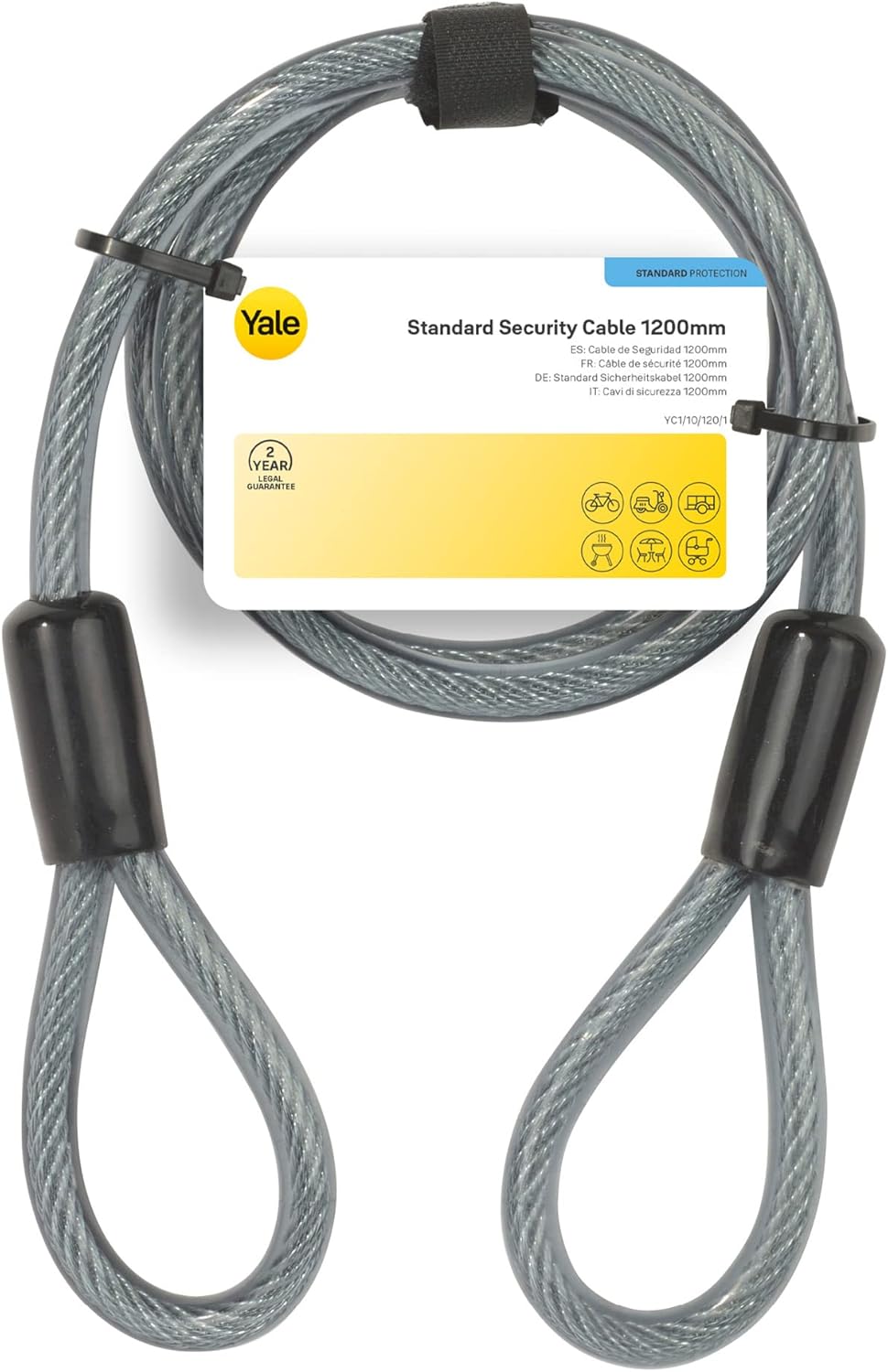 Yale YC1/10/120/1 Defendor Security Cable 1200mm, Black