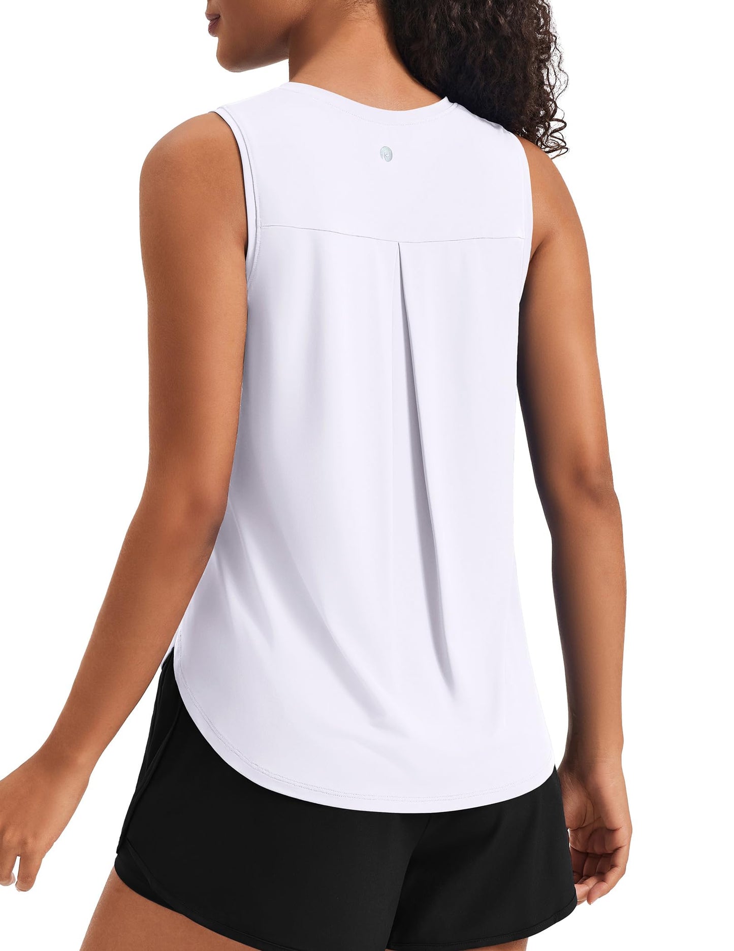 PINSPARK Women's Workout Tank Tops Quick Dry Cool Sleeveless Yoga Shirts Soft Breathable Lightweight Athletic Gym Tops for Summer Casual, White L