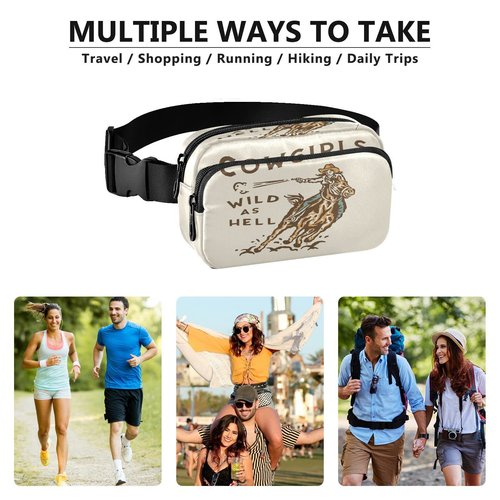 Wild West Rodeo Cowgirl Belt Bag for Women Men Fanny Pack Small Waist Pouch Crossbody Bags for Outdoor Hiking Running Travel
