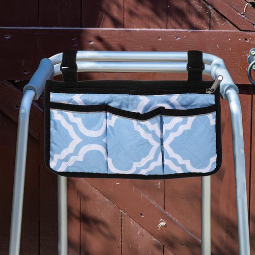 PATIKIL Chair Armrest Organizer, Waterproof Beach Chair Hanging Storage Pouch Arm Rest Magazine Snack Bag with 4 Pockets for Camping Outdoors, Grey White