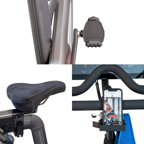 Pedal Converters + Padded Seat Cover + All-in-One Phone Holder for Peloton Bike & Peloton Bike+ - Accessories for The Original Peloton Bike and Bike+