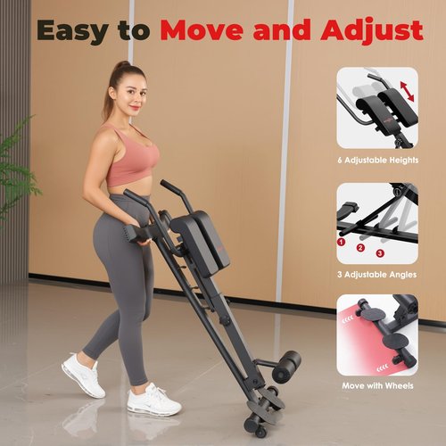 BODY RHYTHM Adjustable & Foldable Roman Chair, Hyperextension Bench, Optional Ab Workout Machine, Back Extension Bench for Glute, Hamstring and Lower Back, Adjustable Exercise Equipment for Home Gym.