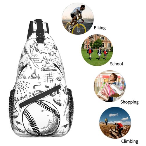 Baseball Sling Bag Sport Ball Chest Bag Casual Backpack Baseball Crossbody Bags Travel Hiking Daypack For Adults Women Men Gifts