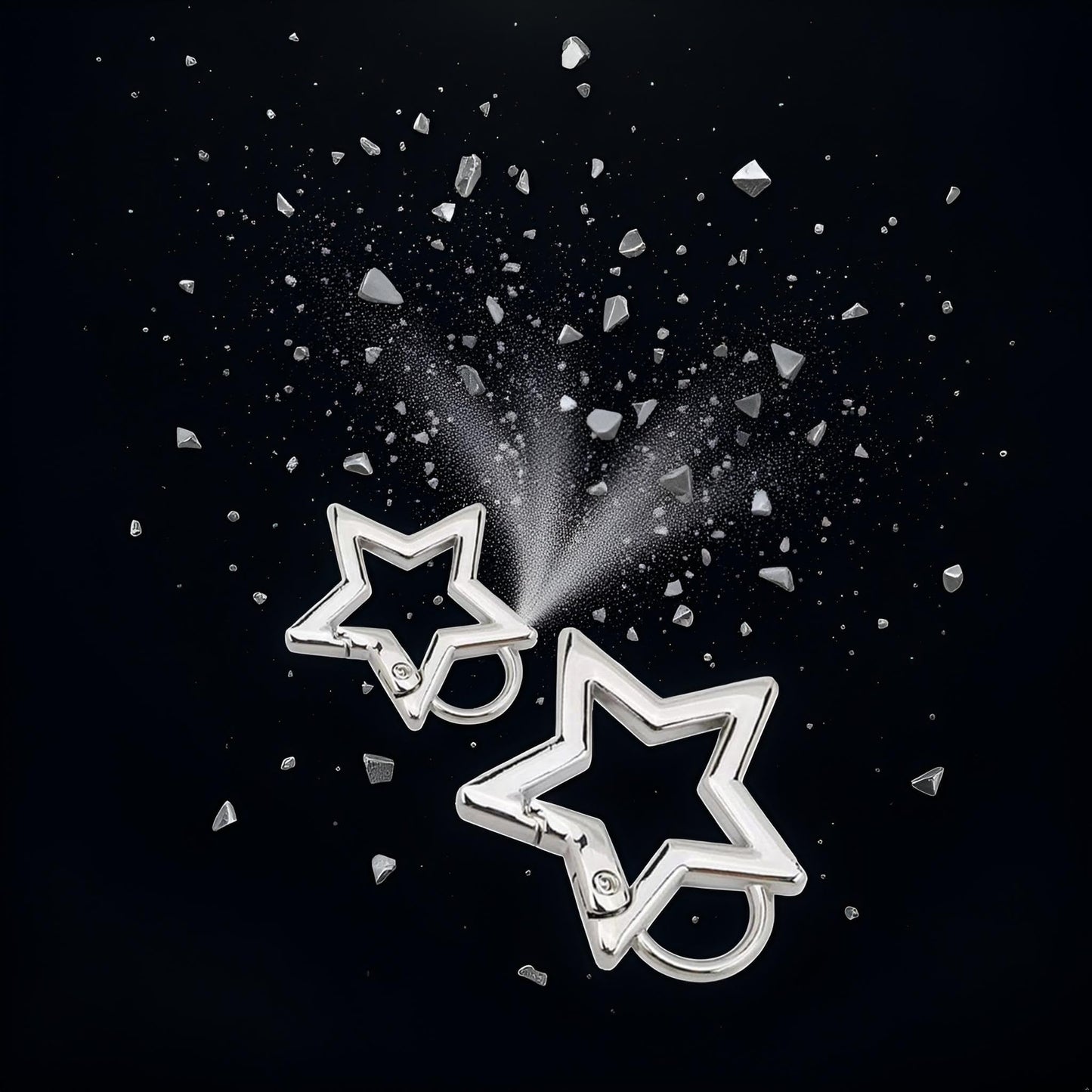 3Pc Star Shaped Stainless Steel Keychain Clip Carabiner Snap Hook Holder Star Carabiner Hook Clip Key Holder Carabiner Clip for Keys and Wallet with Key Chain Rings Accessories (M)