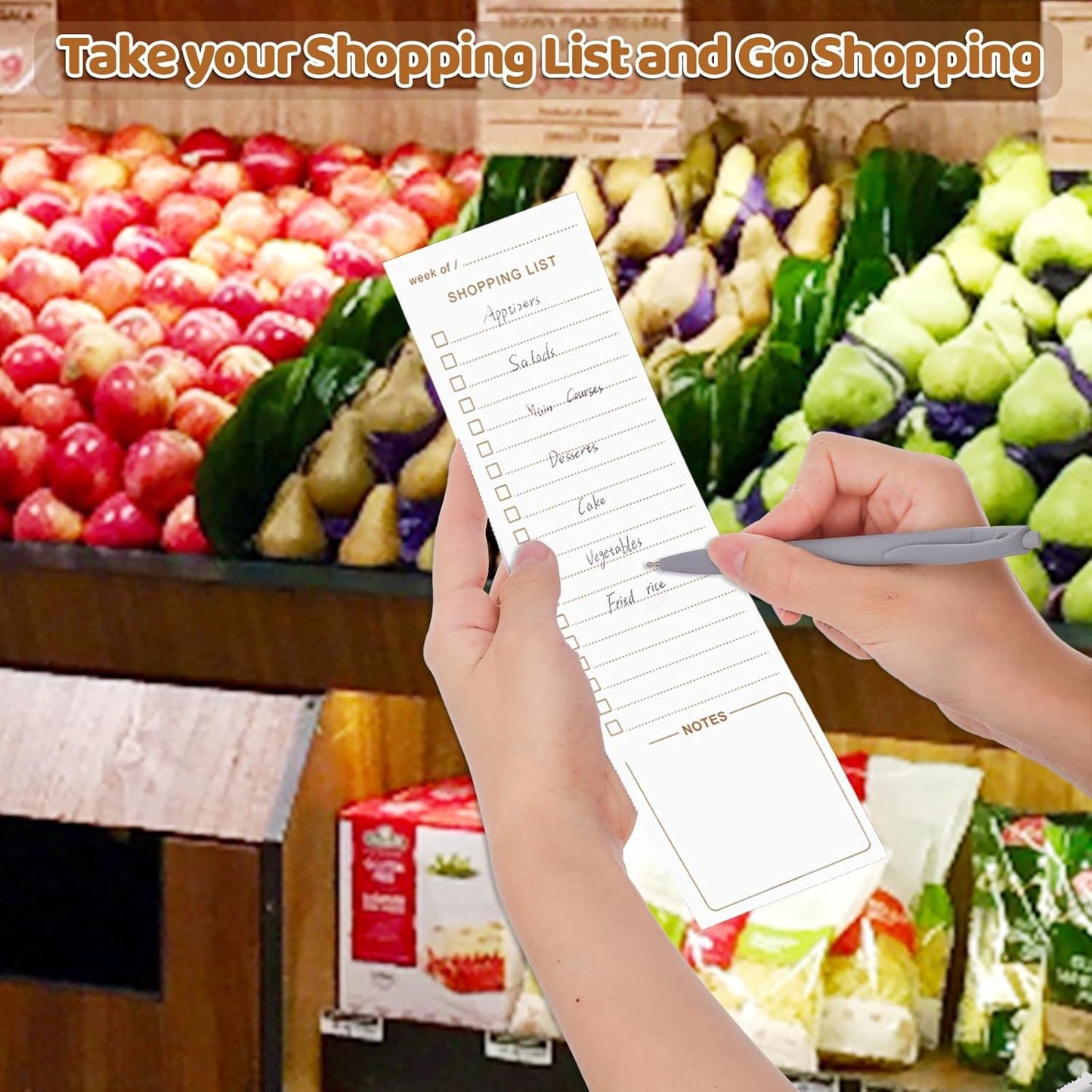 60 Sheet Meal Planner for Fridge, Magnetic Weekly Meal Planner & Grocery List with Tear-off Shopping List for Meal Prep, 7x10''-Flower Design