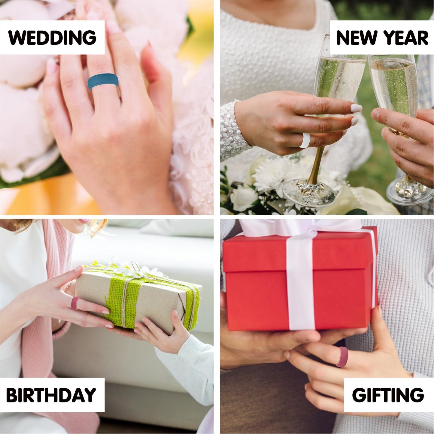 Gdabuzz 5 Packs Wedding Band for Men Women Flexible Comfort Sport Silicone Ring (21.1)