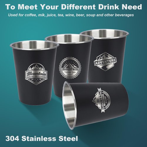 TNYAMI 4pcs Camping Cup - Mountain Theme 12oz Stainless Steel Camping Mug for Outdoor Picnic Hiking Fishing Tumbler