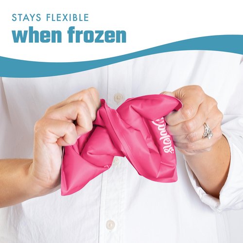 Cool Coolers by Fit & Fresh 2 Pack XL Soft Ice Packs for Cooler, Flexible Stretch Nylon, Lunch Box Ice Packs, Large Reusable Freezer Packs, Hot Pink