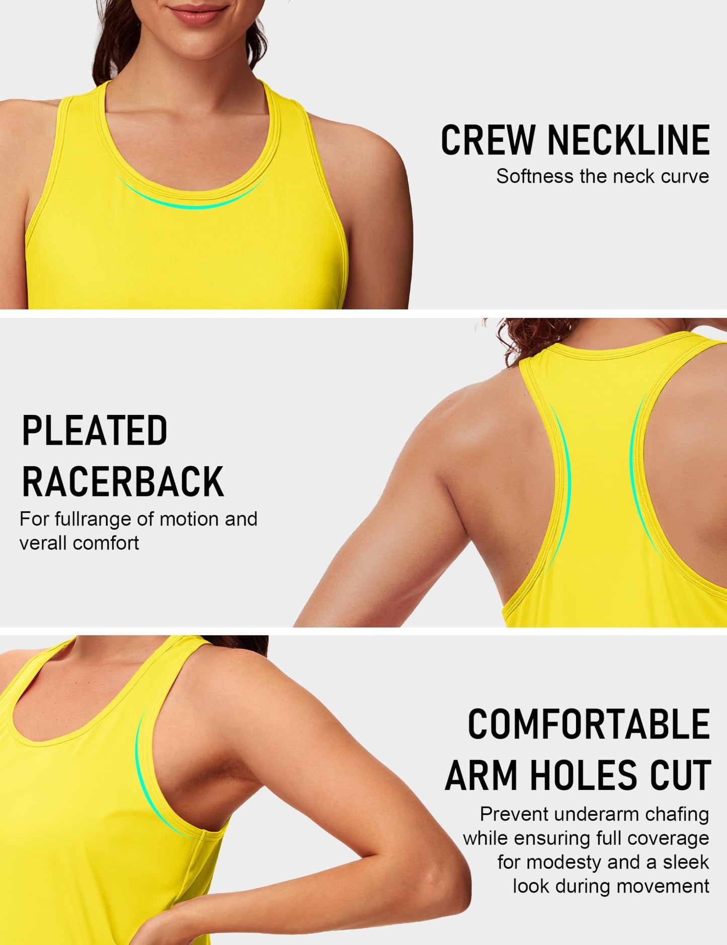 MAGCOMSEN Yellow Tank Tops for Women Athletic Muscle Workout Tank Sleeveless Tops Razor Back Gym Yoga Tanks Dry Fit L