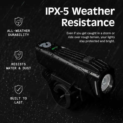 Retrospec Beam USB Rechargeable Bike Light Kit - Bright Front and Back Lights for Night Riding - Weatherproof, Easy to Install Headlight and Tail Light Set