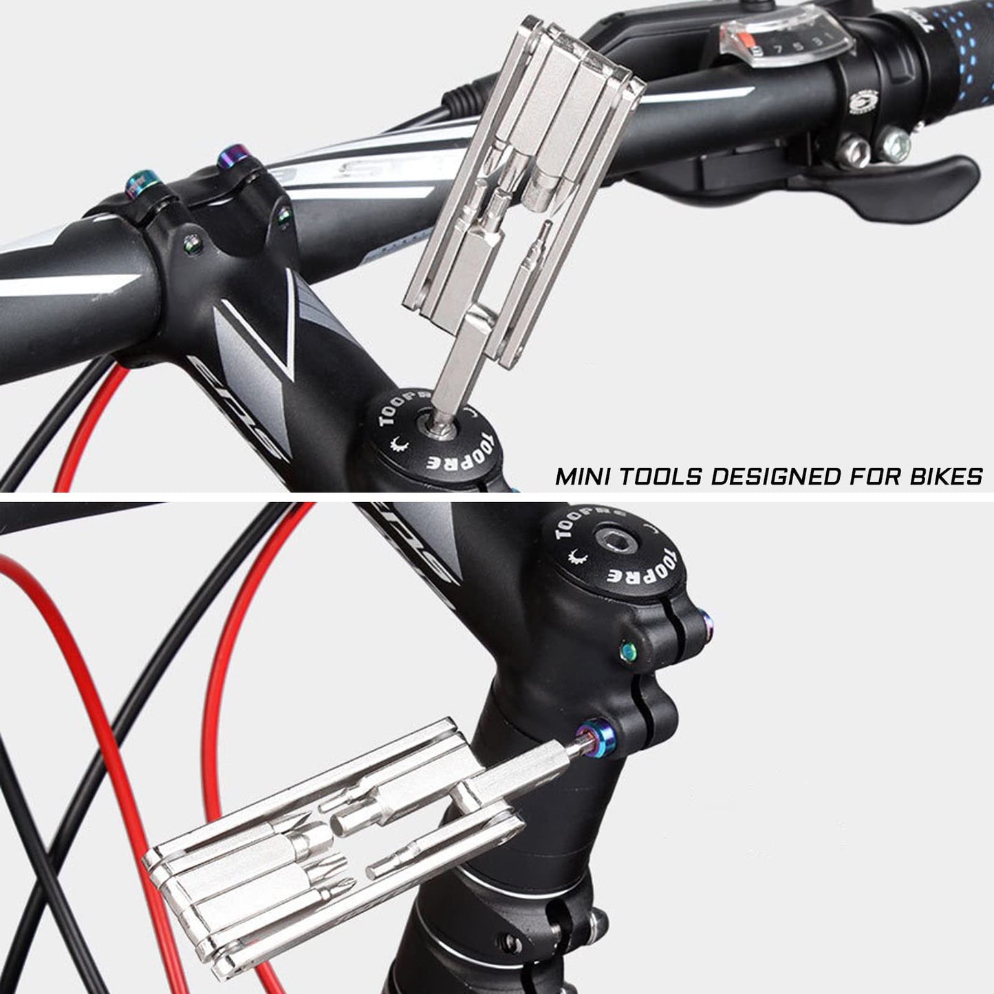 KIEVODE Bike Multi-Tool Mini Multitool Kit - 8 in 1 Lightweight Stainless Steel Tool With 2/3/4/5/6mm Hex Key, Screwdriver, T25 Wrench for Mountain Bicycle Road Bike MTB