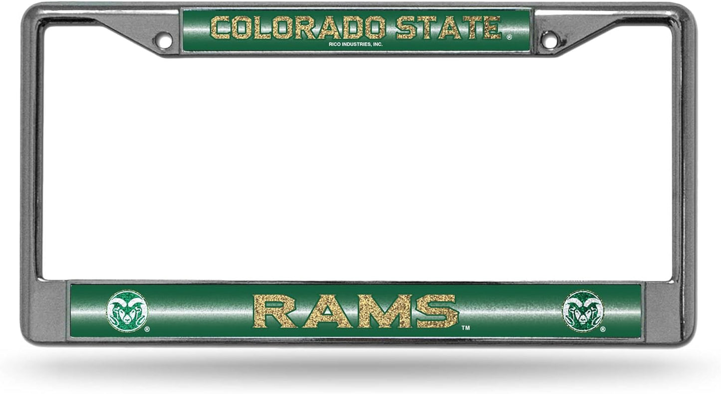 Rico Industries NCAA 12" x 6" Silver Bling Chrome Car/Truck/SUV Auto Accessory
