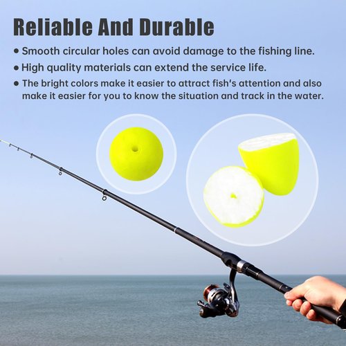 MAFIMOEA 80/60/45 PCS Bullet Fishing Foam Floats Snell Float Surf Pompano Rigs Float for Spinner Rig Making Fly Fishing Strike Indicators for Trout Catfish Walleye (Yellow-Green, M/60PCS)