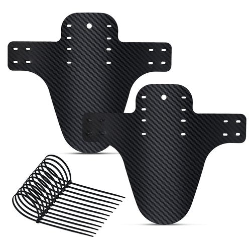 NQEUEPN 2pcs Mountain Bike Fenders with 12 Cable Ties, Front and Rear Compatible Bicycle Mudguard Adjustable Fork Fender MTB for 26in, 27.5in, 29in Bike Wheel & Disc Brake Bikes