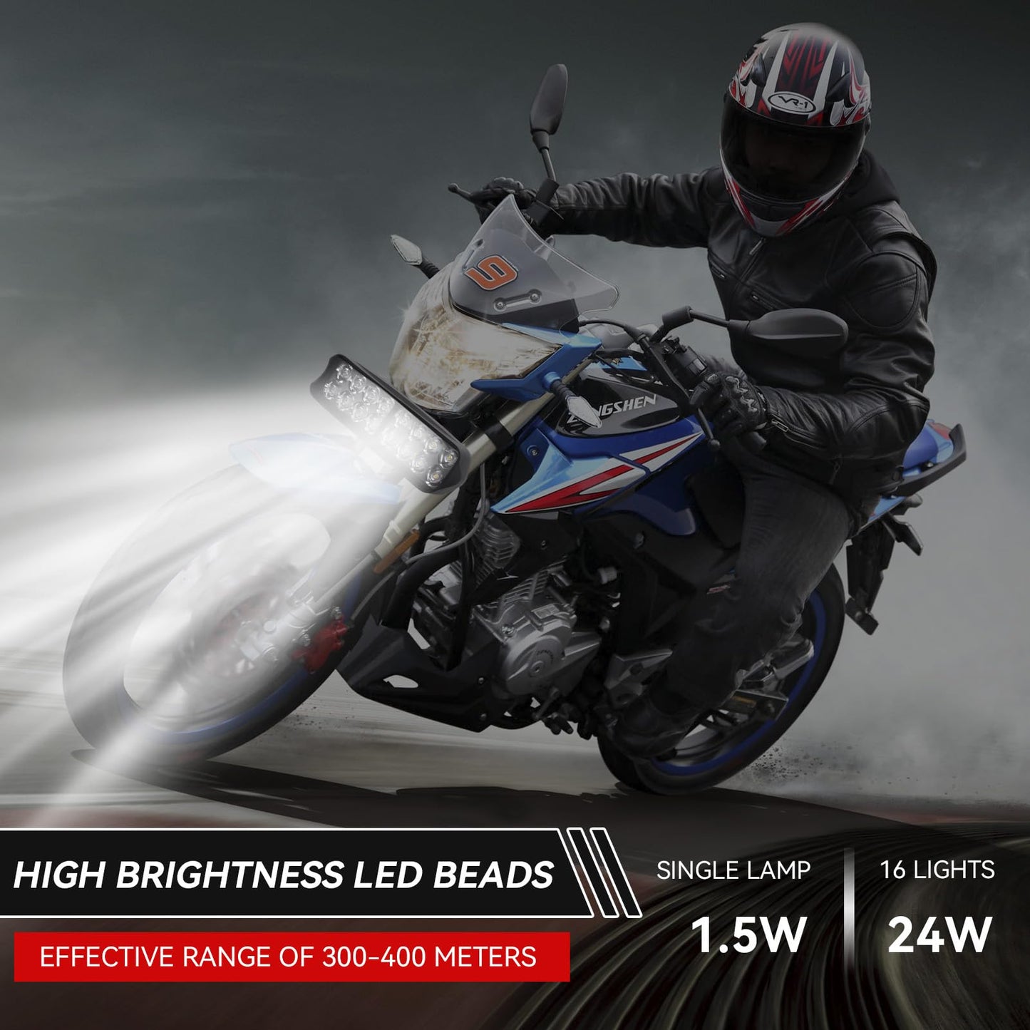 Frdhee Motorcycle LED Light, Universal High Brightness 12V-80V Electric Tricycle LED Light Headlights Conversion Light for Motorcycle, Electric Bike, Tricycle(16LED)