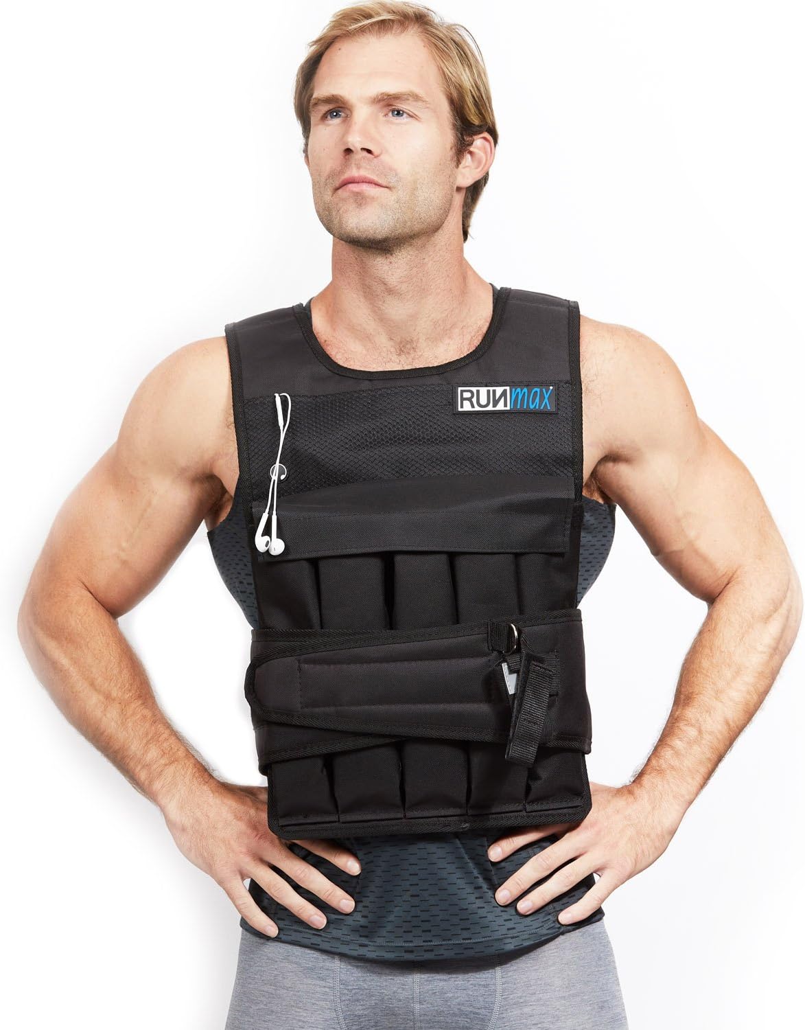 RUNmax Pro Weighted Vest - Adjustable 12-60lbs with Comfortable Shoulder Pads