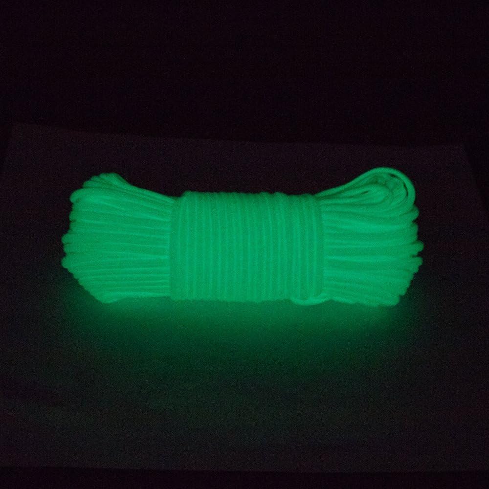 Glow in The Dark 550 Paracord - 100 Feet - 21 Strand - 10 Color Options