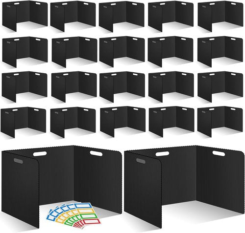 22Pack Desk Dividers for Students 14 × 17.5 × 14 Inch Plastic Durable and Waterproof Black Privacy Folders Shields Test Dividers with Classroom Privacy Boards for School Study Supplies (Black)