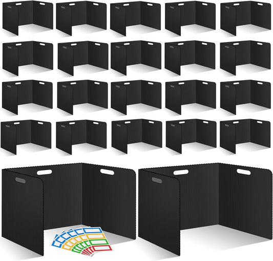 22Pack Desk Dividers for Students 14 × 17.5 × 14 Inch Plastic Durable and Waterproof Black Privacy Folders Shields Test Dividers with Classroom Privacy Boards for School Study Supplies (Black)
