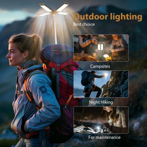 IPARTS EXPERT Telescopic Camping Lights Rechargeable 14000 mAh Rechargeable Magnetic Camping Lights,Telescopic Camping Lantern IPX5 Waterproof Flashlights, Outdoor Lights for Camping,Hiking