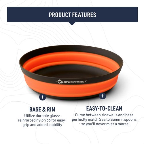 Sea to Summit Frontier Ultralight Collapsible Bowl, Large (30 fl oz), Puffins Bill Orange