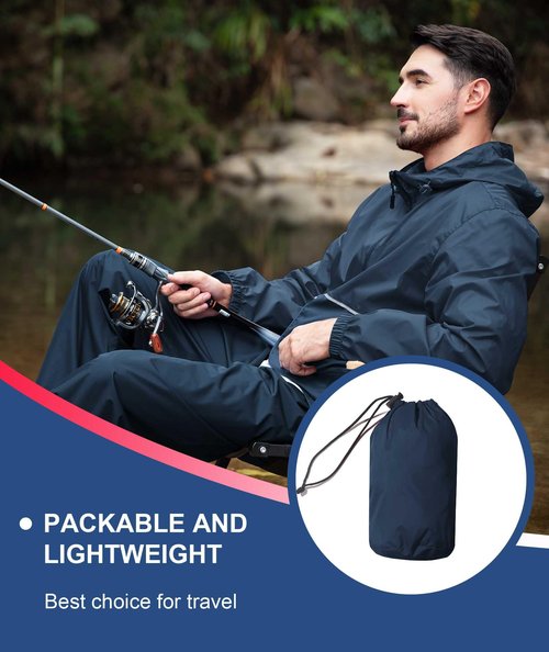 SWISSWELL Men's Rain Jacket Windbreaker Packable,Lightweight Golf Rain Coat Inner Pocket for Camping Hiking Cycling