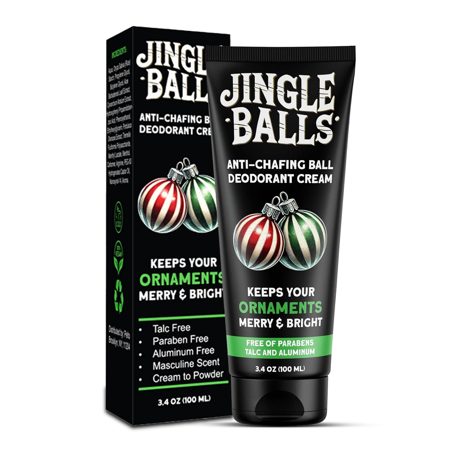 Pelto Jingle Anti-Chafing Cream Ball Deodorant for Men. 2025 Stocking Stuffers for Men Christmas Gifts For Husband Boyfriend, Unique Gifts for Him. White Elephant Gift Dad Boyfriend Secret Santa